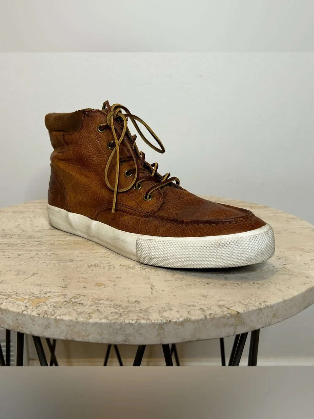 Polo Ralph Lauren Men's Brown Leather High-Top Sneakers Size 9.5D